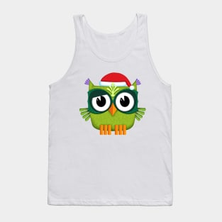 Owl Santa Claus green Tank Top